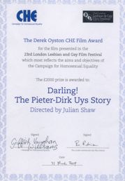 Award certificate - click here for a larger version
