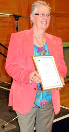 Sue Sanders with certificate